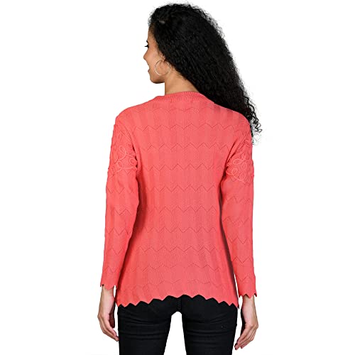 Image of LADYWILLINGTON Women Woollen Round Neck Sweater Heavy Front Long Kadai Cardigan Winter Wear Pure Wool Cardigan for Women Free Size Cotty Warm Cardigans with Side Pockets