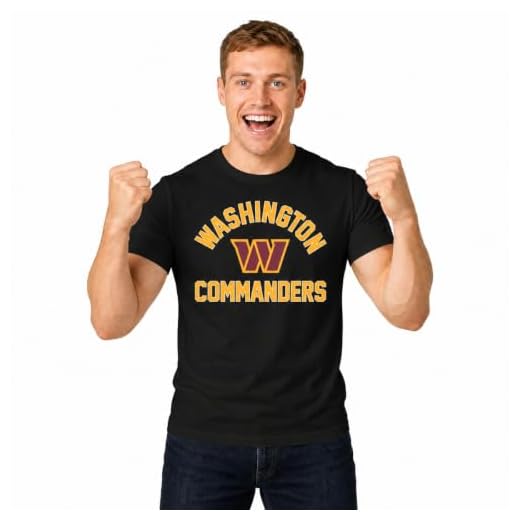 Team Fan Apparel NFL Gameday Adult Pro Football T-Shirt, Lightweight Tagless Semi-Fitted Football T-Shirt (Washington Commanders - Black, Adult Medium)