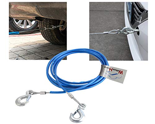 Image of WolkomHome Heavy Duty Tow Ropes 4M 5 Tons Wire Cable High Strength Hook Steel Wire Trailer Car Emergency Towing Rope for Maruti Wagon R 2017