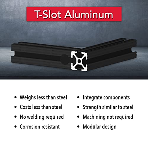 8020, 1010-Black, 10 Series 1 Inch X 1 Inch Black Anodized T-Slotted Aluminum Extrusion X 12 Inch Long Diy Extruded Linear Slot Bar Rail 80/20 #TOP6