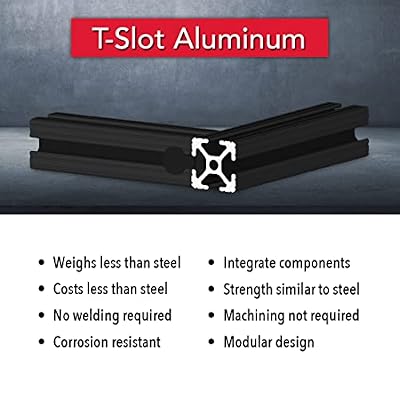 8020, 1010, 10 Series 1 Inch x 1 Inch T-Slotted Aluminum Extrusion DIY Extruded Linear Slot Bar Rail 80/20 (Black Anodize, 12 Long)