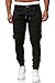 Cassiecy Herren Hosen Cargo Chino Jeans Stretch Jogger Sporthose Herren Hose mit Taschen Slim Fit Freizeithose, Schwarz, M