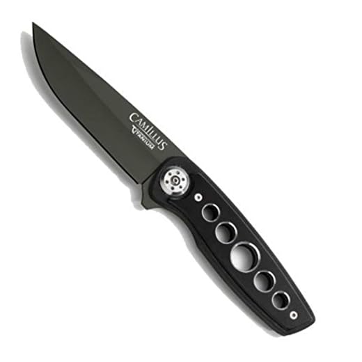 Camillus Carbonitride Titanium Fixed Blade Knife, Black, 8.25- Inch