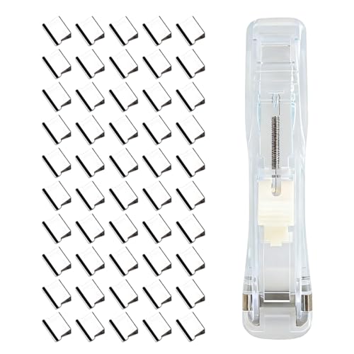 Grapadora portátil, gestión de archivos sin esfuerzo, 1 juego, dispensador de clips de papel de mano, mini grapadora de empuje, reutilizable, para documentos, hogar, escuela, oficina, viajes