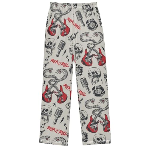 Boy's Pants Colorful Guitar Skull Jogger Pants Elastic Waist Long Bottoms Trousers with Pockets 6-14 Years