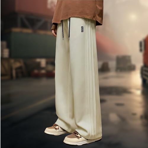Image of Men's Loose Fit Wide-Leg Joggers | Pintuck Track Pants | Stretchable Gym Wear, Lounge Pants & Nightwear Lowers