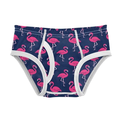 Boys' Exclusive Briefs Toddler Underwear 95% Combed Cotton Boxerbriefs 2T Flamingo Pattern on Dark Blue 32