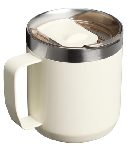 Image of STANLEY Everyday Camp Mug 12oz | Drink Through Lid | Cup for Coffee, Tea and Drinks | Insulated Stainless Steel Coffee Mug | BPA-Free | Cream Gloss