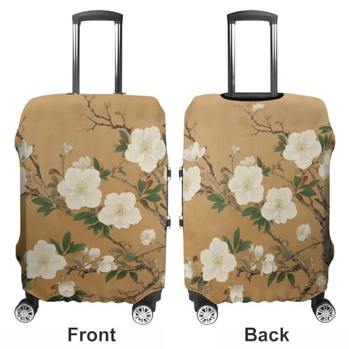 Travel Luggage Cover Elastic Suitcase Cover White Flowers And Leaves Luggage Covers Luggages Protector Covers for Travel Anti-Scratch Luggages Decorative Cover for Adult M3
