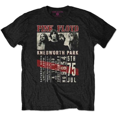 Image of Pink Floyd Knebworth '75 Official Tee T-Shirt Mens Unisex (Large) Black