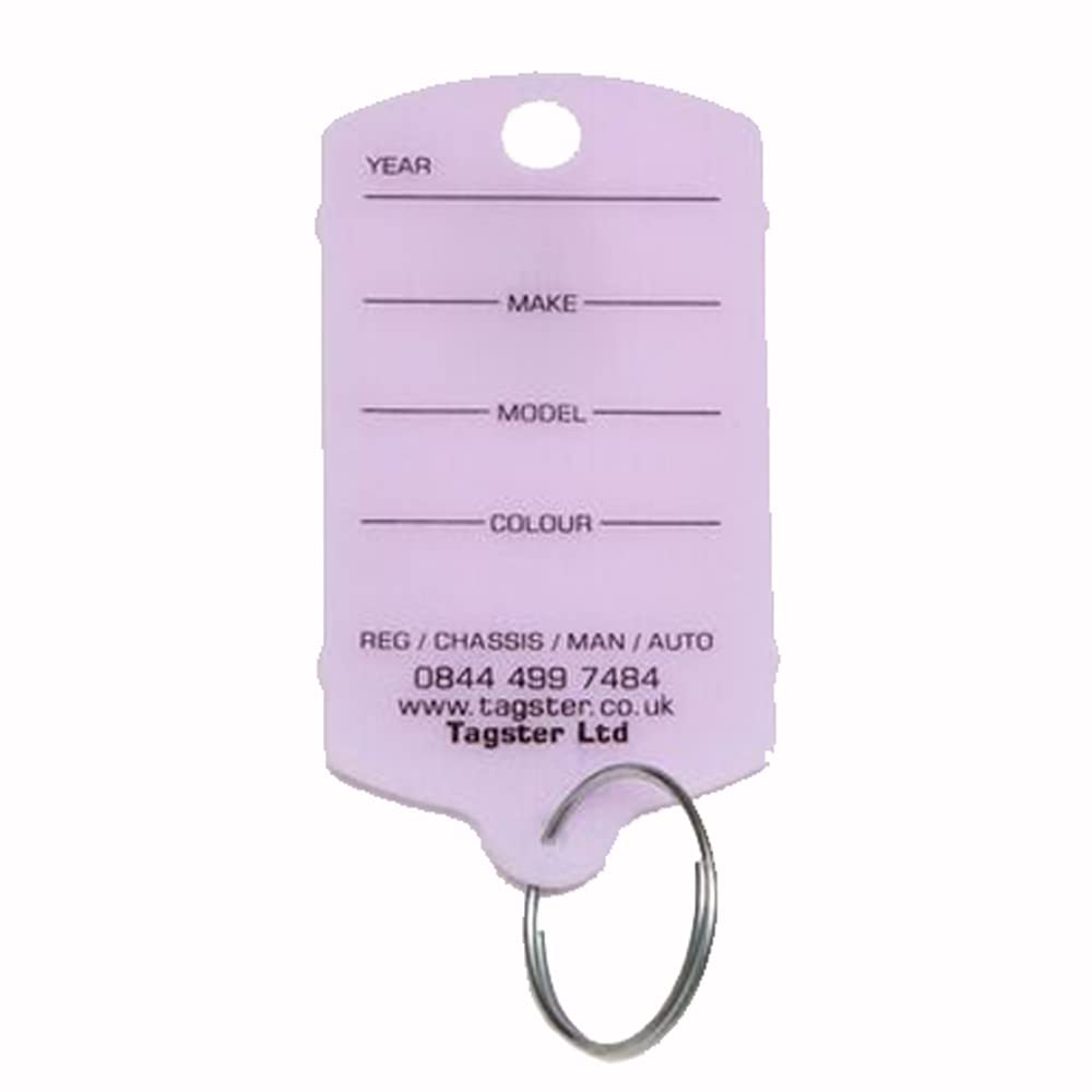 Key tags - Vehicle plastic key tags (200) with metal split rings (Lilac)