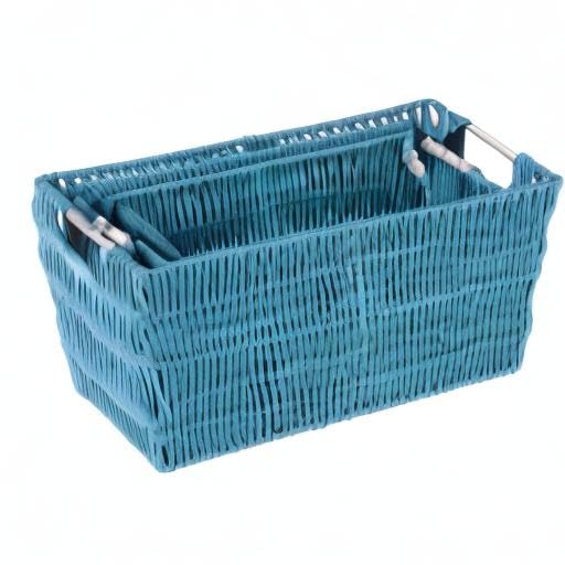 Image of Whitmor Rattique Storage Baskets - Berry Blue - (3 Piece Set)