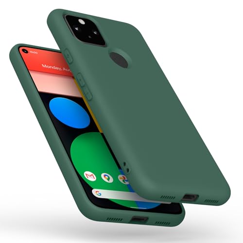 Tobfit TPU Case for Google Pixel 5, Soft Protective Shockproof Phone Cover, Durable Anti-Scratch Smart Phone Case for Women Men Dark Green