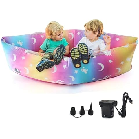 XLYLKS Sensory Chair for Kids,60" Inflatable Peapod for Children,Sensory Chair for Autistic Children,Sensory Toys for Autistic Children,Peapod Sensory Chair Includes Electric Air Pump,Multi-Colored Cover