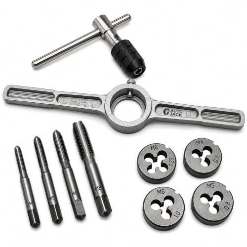 Image of Autojack 10 Piece Metric Tap and Die Set, Thread Tap Set M4-M8 Tool