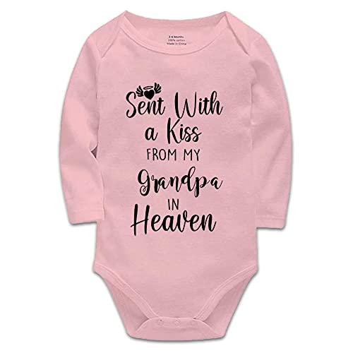 Image of Baby Onesie,Sent with A Kiss from My Grandpa in Heaven-Newborn Infant Baby Bodysuit White Long Sleeve 0-24 Months