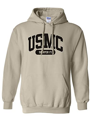 USMC Semper Fi Marines Hooded Sweatshirt in Sand