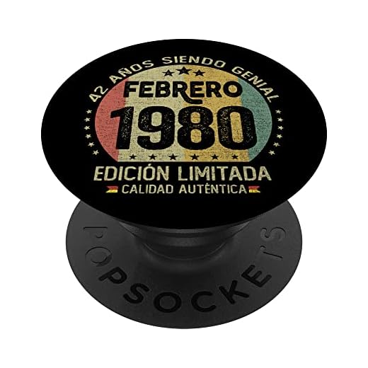 Regalo 42 años Cumpleaños Hombre Mujer - Febrero 1980 PopSockets PopGrip Intercambiable