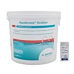 BAYROL AQUABROME Regenerator/Oxidizer - 5kg | Activateur de Brome - Oxygène Actif Choc - Désinfection Choc sans Chlore - Dissolution Rapide + 10 Tests HPS OFFERTS 6 en 1