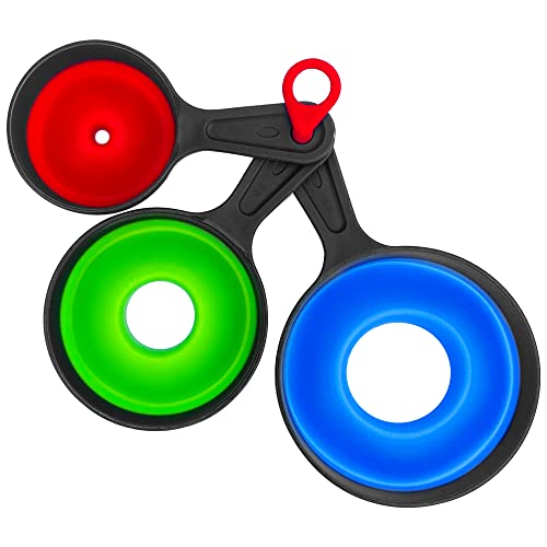 3 Embudos para Mermelada, Embudo Plegable de Silicona, Embudo Multifuncional, Juego de Embudos de Cocina para Trasvasar Aceites líquidos y Polvos(20cm*12,5cm) Cover