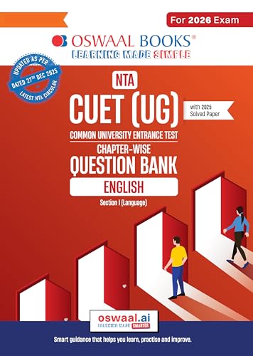 Image of Oswaal NTA CUET (UG) Chapter-wise Question Bank English For 2026 Exam (as per latest 27 Dec., notification) | PYQs & 500+ NCERT aligned MCQs |With Oswaal AI