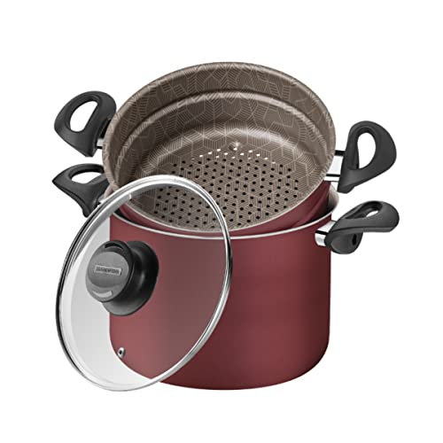 Jogo 4 Funções Tramontina Paris em Alumínio com Revestimento Interno e Externo em Antiaderente Starflon Max Vermelho com Tampa de Vidro