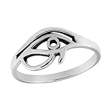 AeraVida Mystical Eye of Ra Protective Symbol Band Ring | .925 Sterling Silver Ancient Egyptian Jewelry | Size 6 Intricate Eye of Ra Design Silver Ring for Men and Women