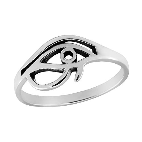 AeraVida Mystical Eye of Ra Protective Symbol .925 Sterling Silver Band Ring