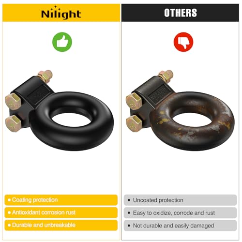 Image of Nilight Heavy Duty Pintle Hitch Lunette Ring Tow Eye,3 inch ID, 26,455 lbs(12T) Capacity,Black Powdercoat,Trailers and Towing Accessories
