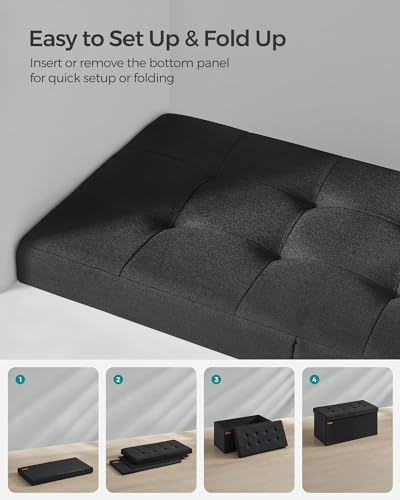 Image of SONGMICS 30 Inches Storage Ottoman, Foldable Bench with Flipping Lid