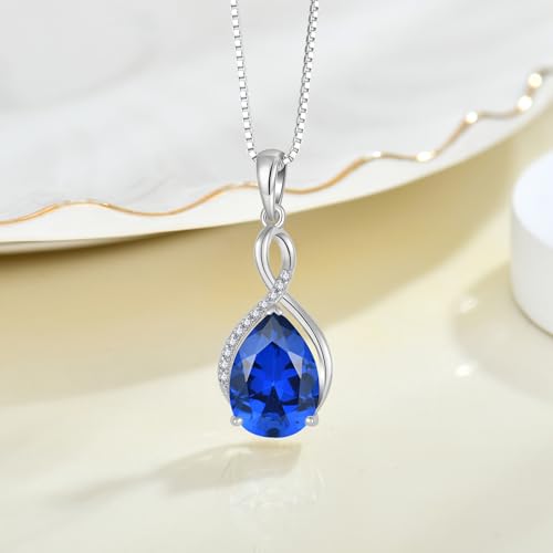 Birthstone Necklace for Women 925 Sterling Silver Infinity Teardrop Pendant Necklaces Jewelry4