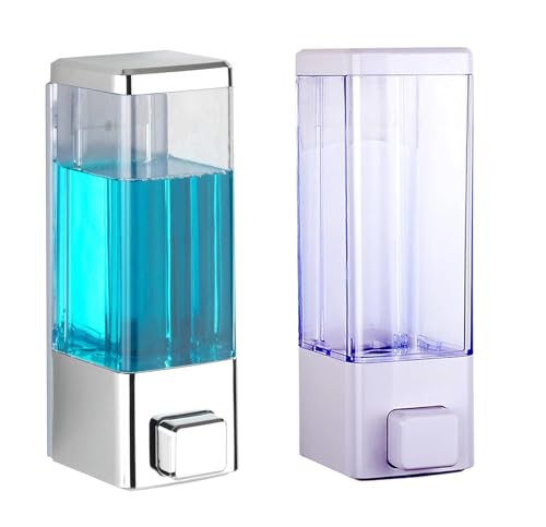 Image of EVGREF Liquid Soap Dispenser (350 Ml, Clear Chrome & Clear White) (Set of 2)
