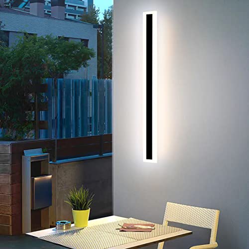 Larga LED Lámpara de Pared Exterior Interior 4000K Blanca Neutra Apliques Pared IP65 Impermeable Negro Moderno Diseño Terraza Luz de Pared (150cm 48W) Cover
