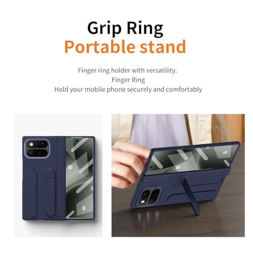 Coque Pixel 11 Pro Fold bleu avec film protecteur intégré et support antichoc - 6