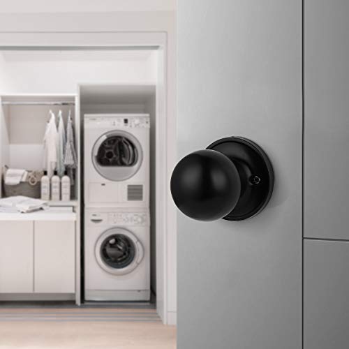 Knobelite (6 Pack Round Black Single Dummy Door Knobs, Individual Non-Turning Dummy Door Knob Single Side, Interior Door Knobs, Easy Installation #TOP6