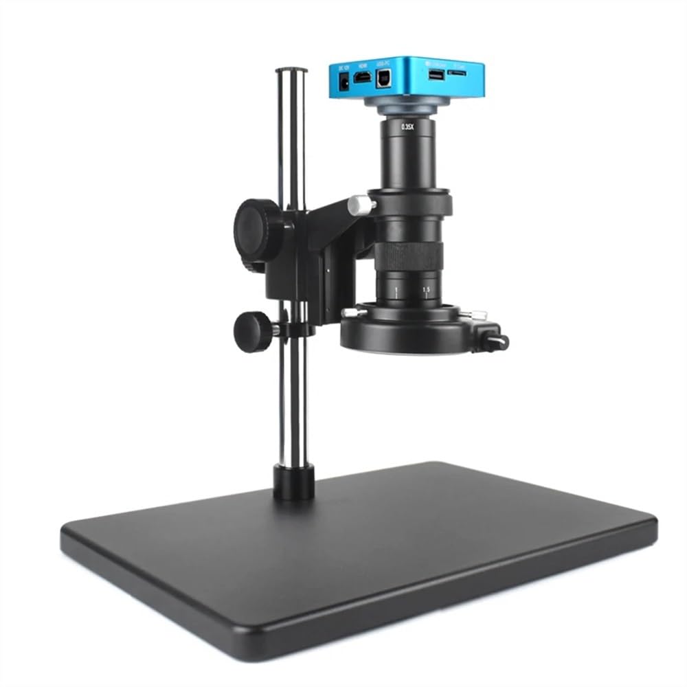 Zestaw kamer mikroskopowych HDMI 1080P HDMI USB cyfrowy mikroskop do elektronicznego lutowania mikroskopu stojak na kamerę USB LED pierścień światła do naprawy telefonu komórkowego (kolor: czarny, rozmiar: 120X)