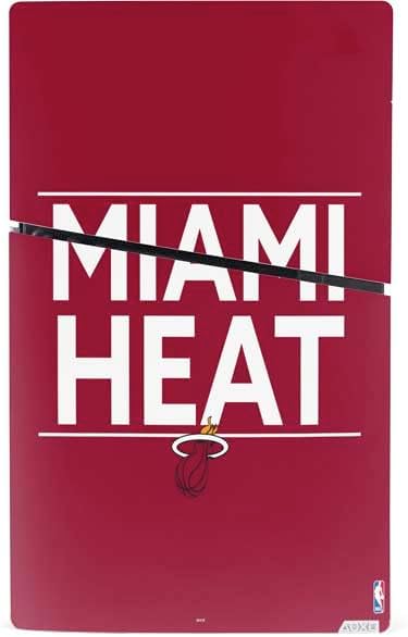 Skinit Decal Gaming Skin Compatible with PS5 Slim Digital Edition Console - Officially Licensed NBA Miami Heat Standard - Red Design