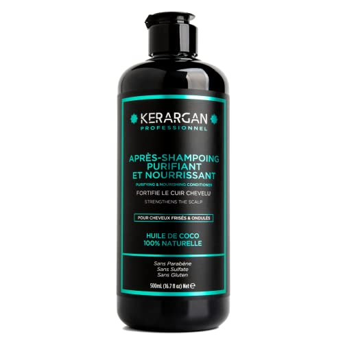 Kerargan - Acondicionador con aceite de coco y argán que ayuda a suavizar y desenredar el cabello mientras lo nutre - Cabello seco y quebradizo - Sin sulfatos, parabenos ni siliconas - 500 ml Cover