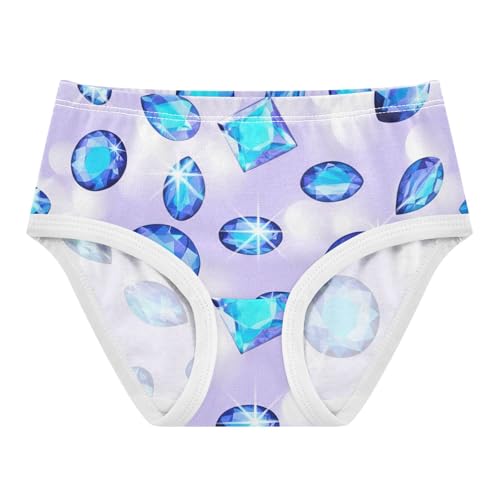 Sparkling Blue Gemstones Purple Girls Underwear Toddlers 2t Cotton Panties for Girl Bright Briefs Underpants