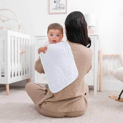 Comfy Cubs CC-109 Muslin Burp Cloths Set Large 100% Cotton Hand Washcloths For Babies, Baby Essentials 6 Layers Extra Absorbent And Soft Boys & Girls Baby Bibs & Burp Cloths Set thumb #1