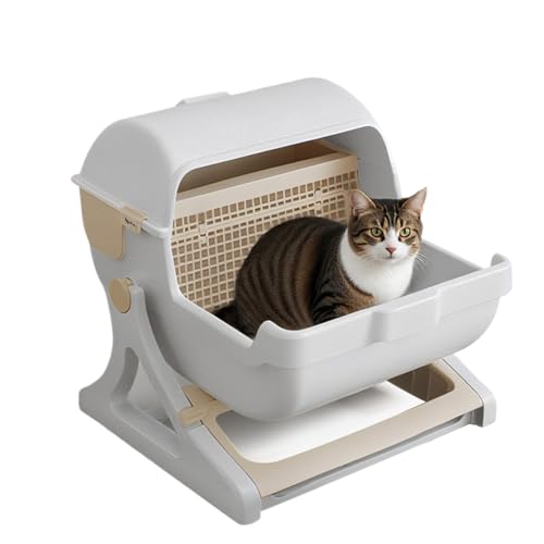 Yanayi Cassetta Lettiera Autopulente - Cassetta Igienica per Gatti con Tecnologia Automatica | Grande 45 Cm Antiodore Sicura Multigatto Design Aperto Per Angolo Armadio Appartamento Esterno Interno