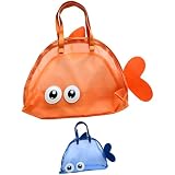 Machify 2 STK. Strandtaschen in Fischform, Netz-Aufbewahrungstasche mit Schwanzflosse, große Kapazität 46 x 40 x 12 cm, für Sandspielzeug, Schwimmen, Pool und Strandurlaub