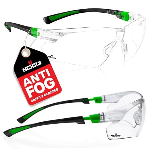 NoCry Safety Glasses with Clear Anti Fog Scratch Resistant Wrap-Around Lenses and No-Slip Grips, UV Protection. Adjustable, Black & Green Frames