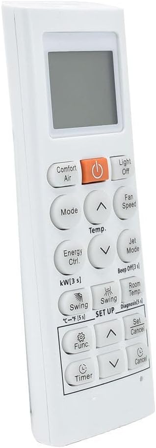 Universal AC Remote Control for LG Split Air Conditioner Units, White, IR 433 MHz, Pre Programmed, Model AKB75415310
