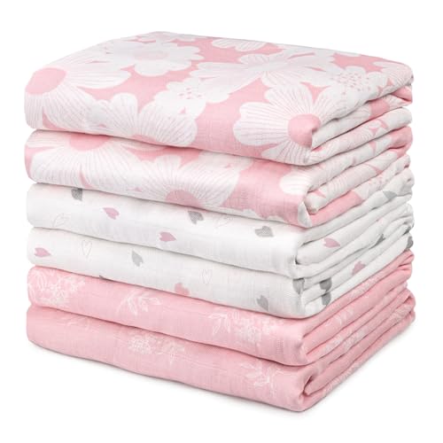 GLLQUEN BABY Receiving Blanket Boy Cotton Muslin Swaddle Blankets Girl Newborn Squares Breathable &...