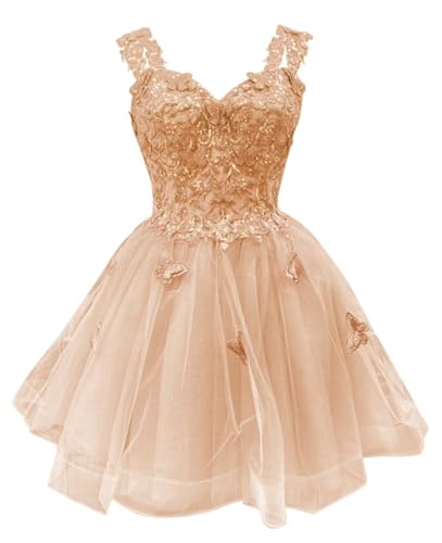 Image of Youjiayi 3D Butterfly Short Homecoming Dresses for Teens Off Shoulder DAMA Dresses for Quinceanera Glitter Sequin Prom Dress