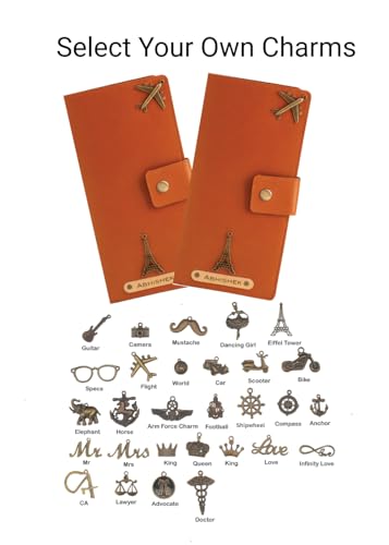 Image of AICA Personalized Name & Charm Long Leather Wallet Passport Cover (Tan Brown) with Boarding Pass Holding Currency Card Slot & Coin Holder for Men & Women | Birthday Travel Gifts for Friends Family