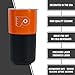 Rico Industries NHL Philadelphia Flyers 16 oz Ceramic Tumbler with Silicone Grip, Deep Laser Engraved, Orange and Black Colored Design with Slide Lid, Travel Coffee Mug, Matte Glaze