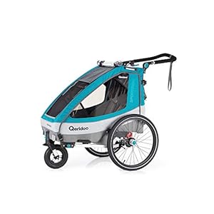 Qeridoo Sportrex1 (2020/2021) Fahrradanhänger Kinder, 1 Sitzer, Federung - Petrol