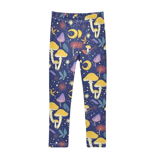 Wusikd Mushrooms Girls' Leggings Toddler Doodles Moons Kids Yoga Pants Dance Active Tights 4T